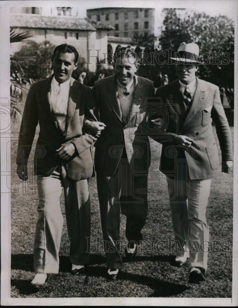 1934 Press Photo Victor Ghezzi, Horton Smith &amp; Johnny Rogers at Miami Biltmore - Historic Images