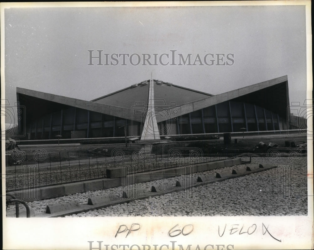 1964 Press Photo Olympic wrestling stadium with winglike extensions - nes40319- Historic Images