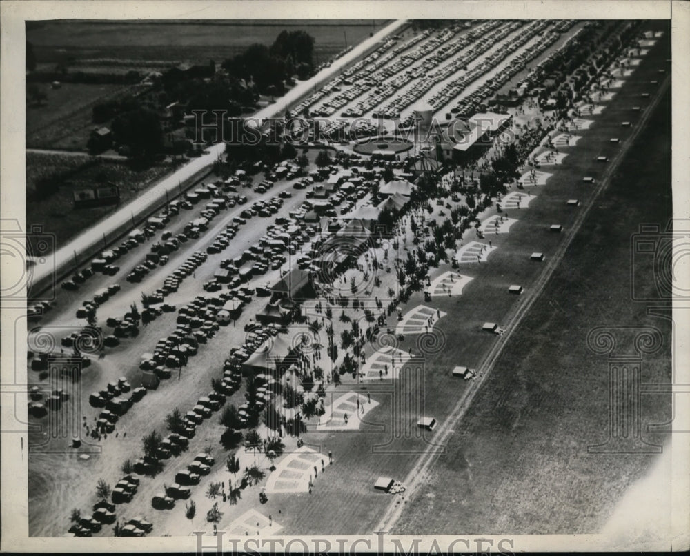 1945 Press Photo Air view of Amateur trapshoot at Vandalia Field Dayton Ohio - Historic Images