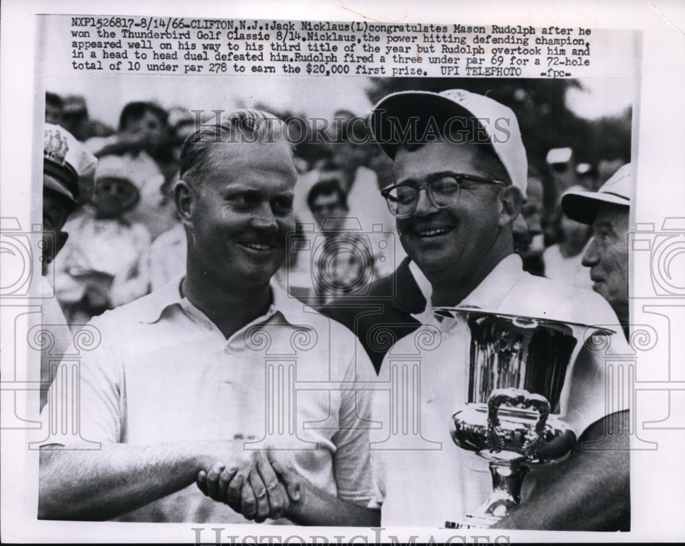 1966 Press Photo Jack Nicklaus &amp; Mason Rudolph at Thunderbird Golf Classic - Historic Images