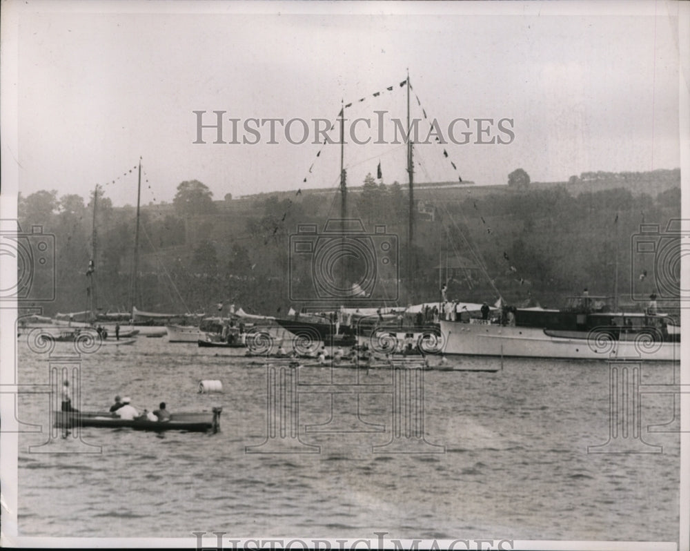 1938 Press Photo Harvard Junior Varsity crew vs Yale on the Thames - nes42863 - Historic Images