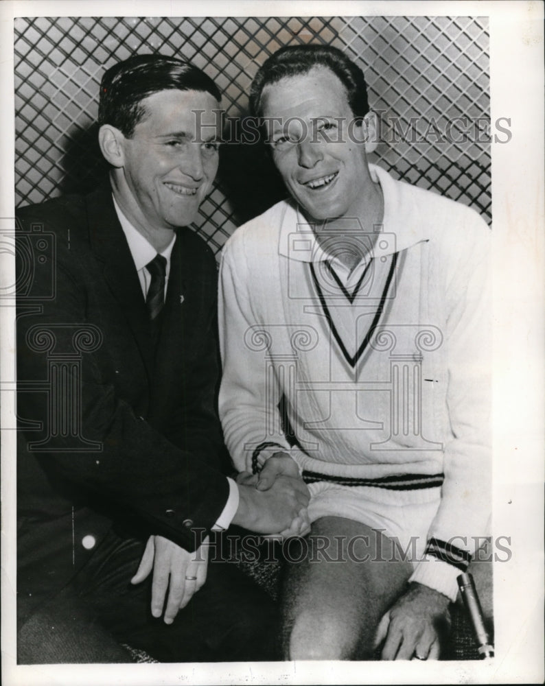 1965 Press Photo Fred Stolls &amp; Roy Emerson to play Wimbledon tennis - nes42919- Historic Images