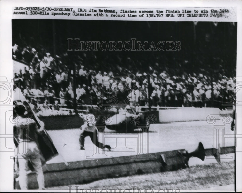 1960 Press Photo Jim Rathman wins the 34th Indianapolis 500 - nes43530- Historic Images