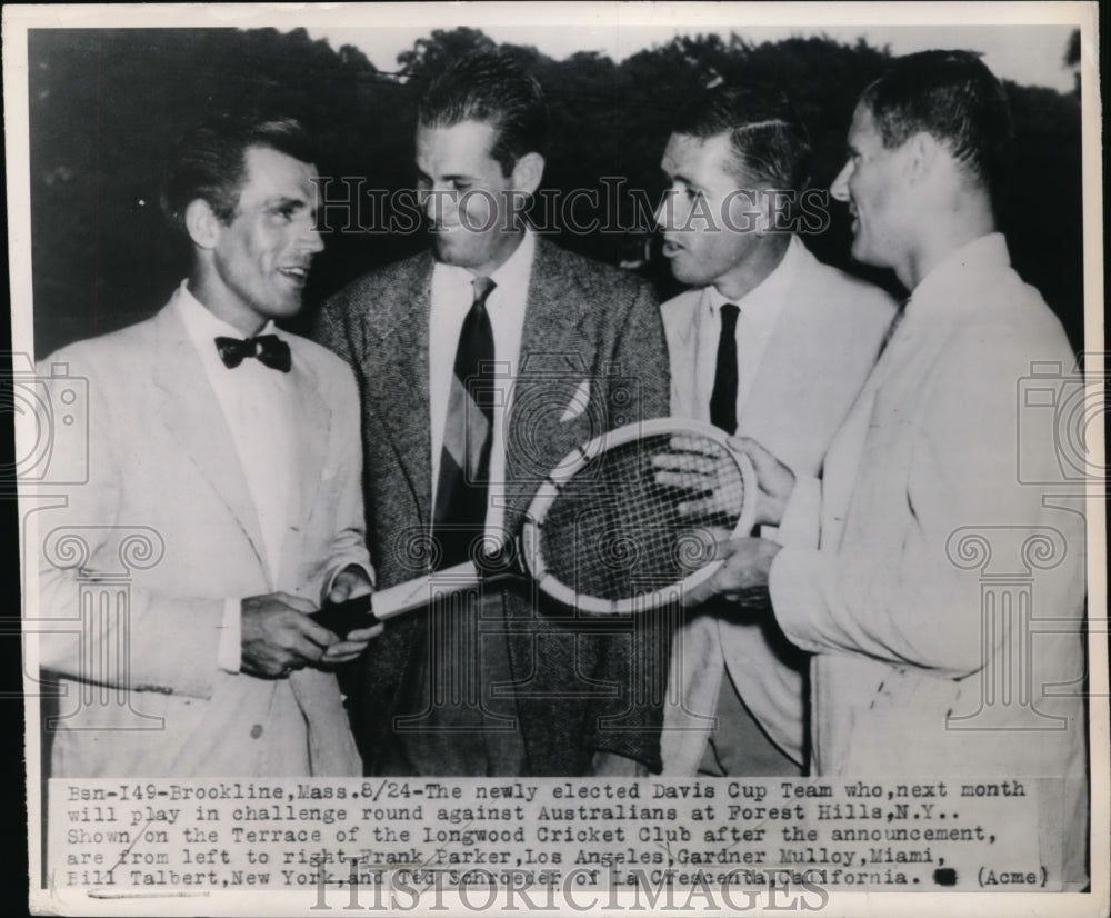 1948 Press Photo Davis Cup tennis Frank Parker, Gardner Mulloy, Bill Talbert - Historic Images