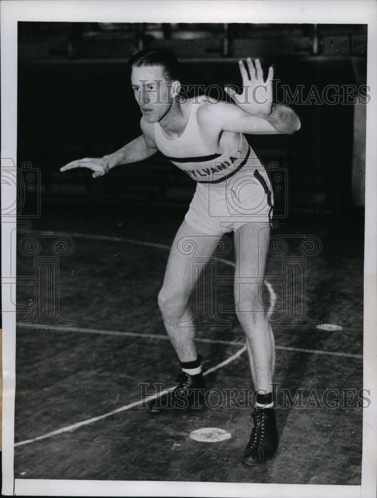 1934 Press Photo Kenneth Hashagen varsity guard at U of Pennsylvania basketball- Historic Images