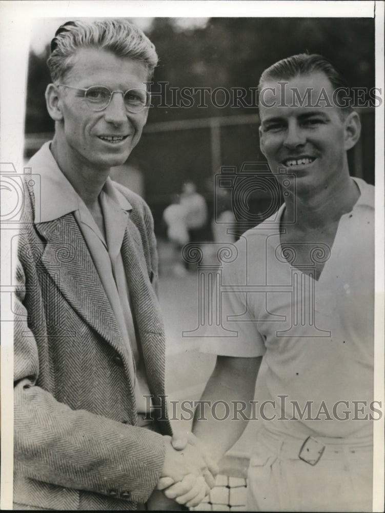 1941 Press Photo Willis Anderson &amp; MG McLaney at National Public Parks tennis MN - Historic Images