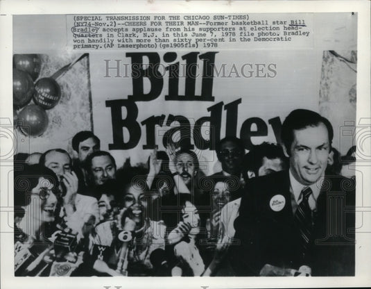 1978 Press Photo Bill Bradley former basketball player campaigns in NJ - Historic Images