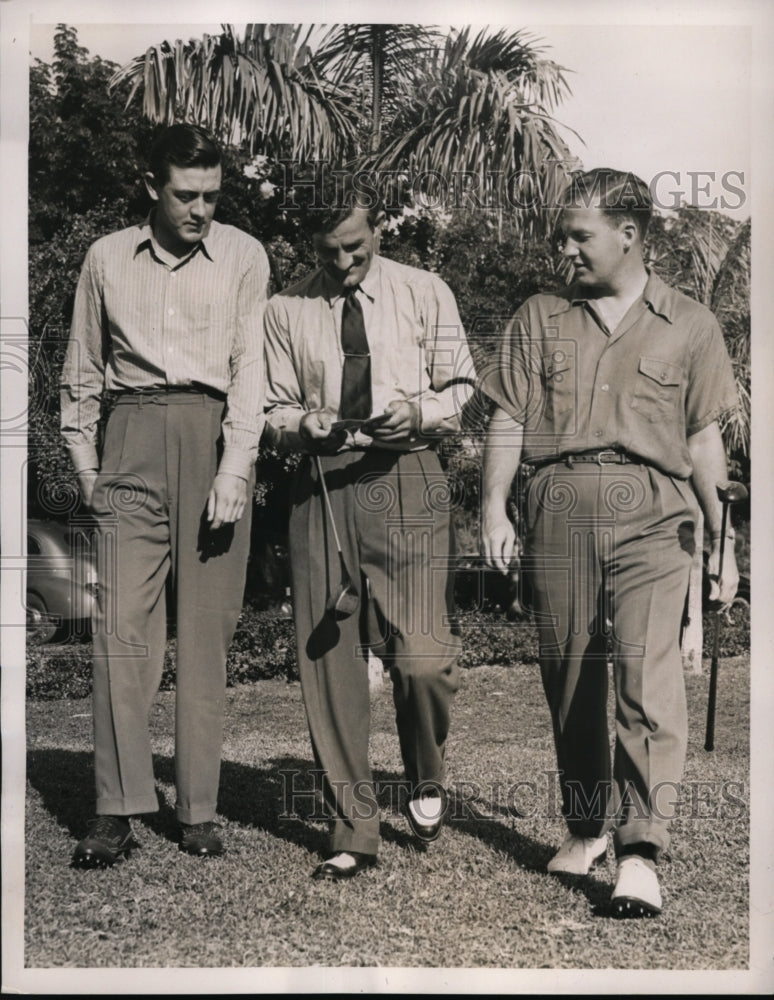 1939 Press Photo Johnny Revolta, Jimmy McHale, Wilfred Wehrle at Miami Open- Historic Images