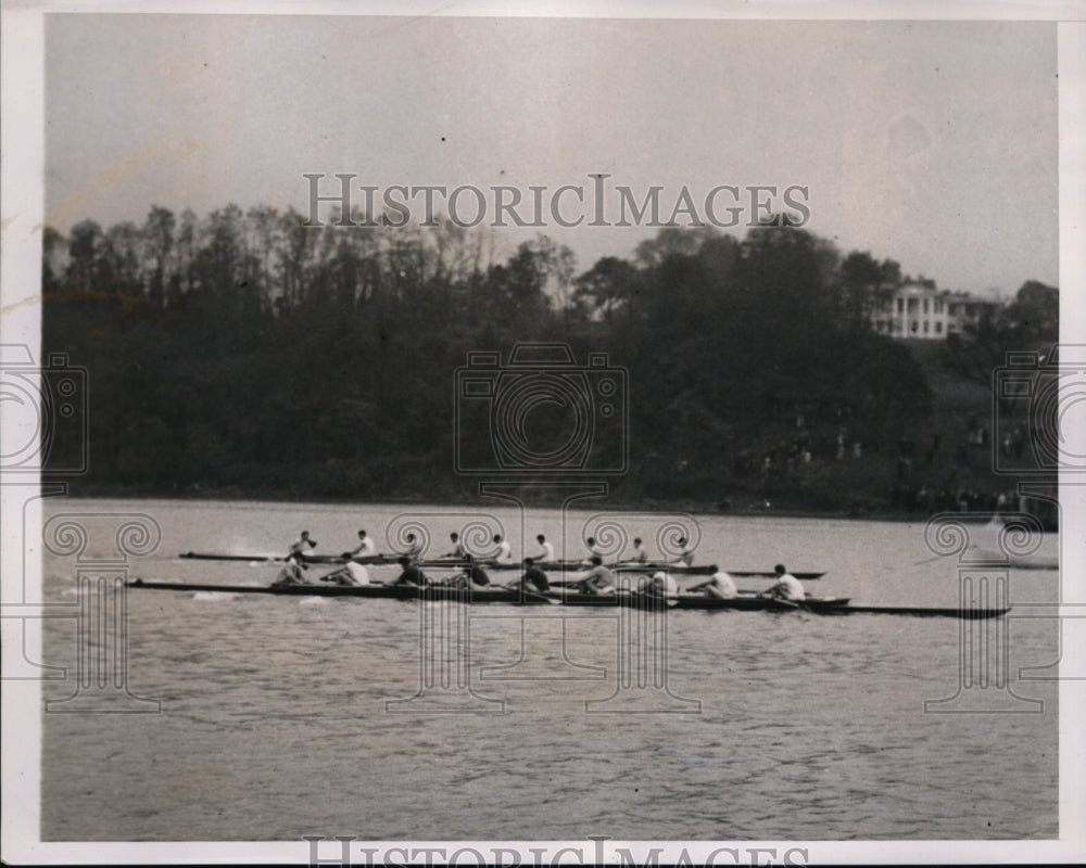 1938 Press Photo Navy Jr varsity crew win vs Cornell &amp; Syracuse at Annapolis MD - Historic Images