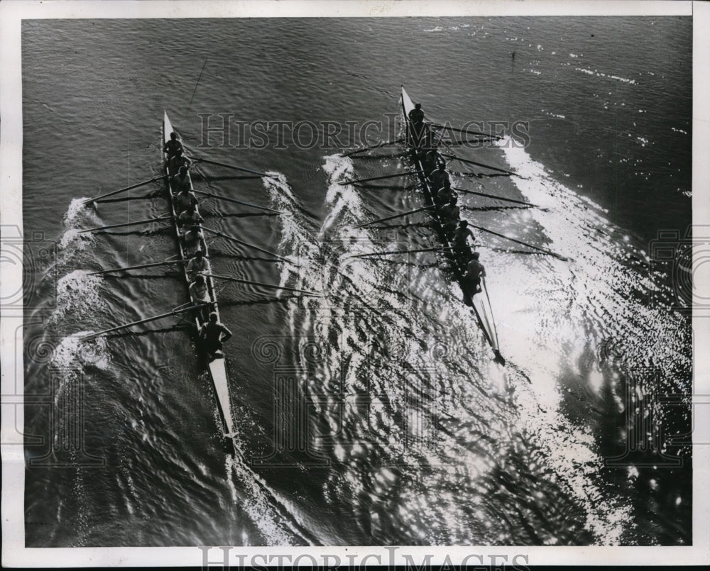 1938 Press Photo Cambridge crew training against Oxford crews - Historic Images