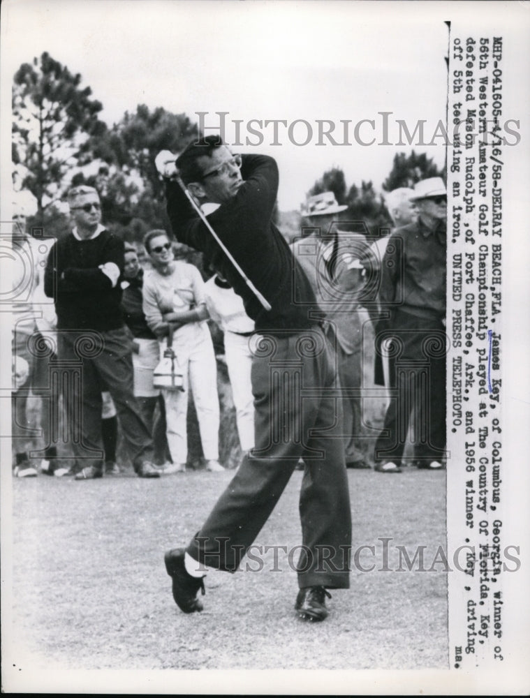 1958 Press Photo James Key wins Western Amateur Golf at Delray Beach Florida - Historic Images