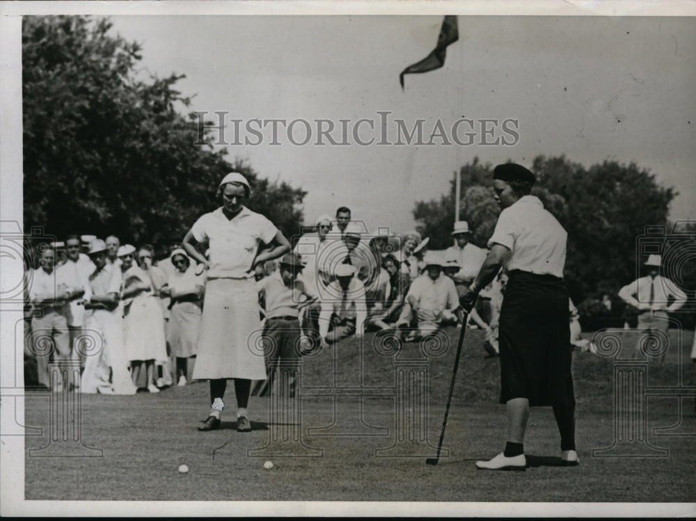 1937 Press Photo Patty Berg, Mrs Hays Dansingberg at Western Amateur golf- Historic Images