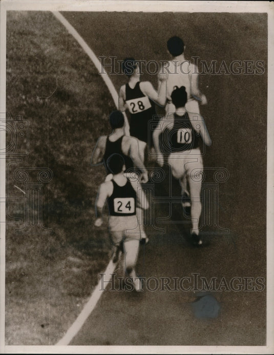 1930 Press Photo Rideout, Wooderson, Fensme, Glen Cunningham at track - Historic Images
