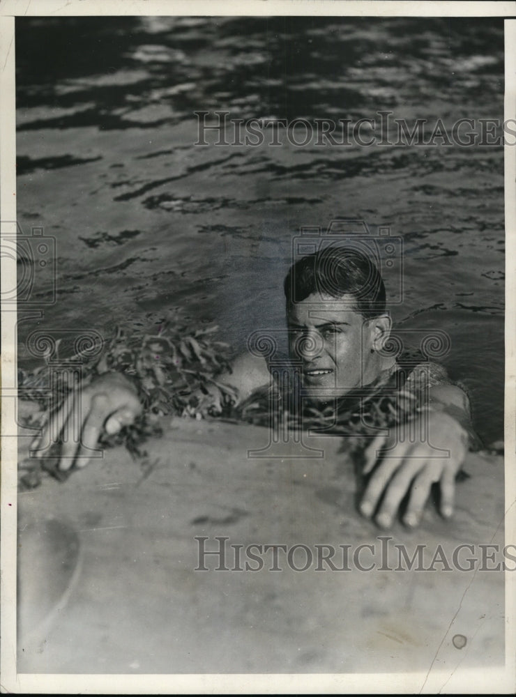 1933 Press Photo Ralph Flanaghan in 440 yard freestyle record at Miami Fla- Historic Images