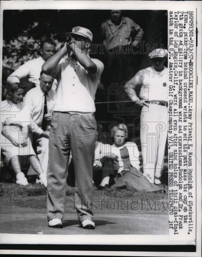 1957 Press Photo Mason Rudolph, Rudy &amp; Dr Frank Taylor in US Amateur Open in LA- Historic Images