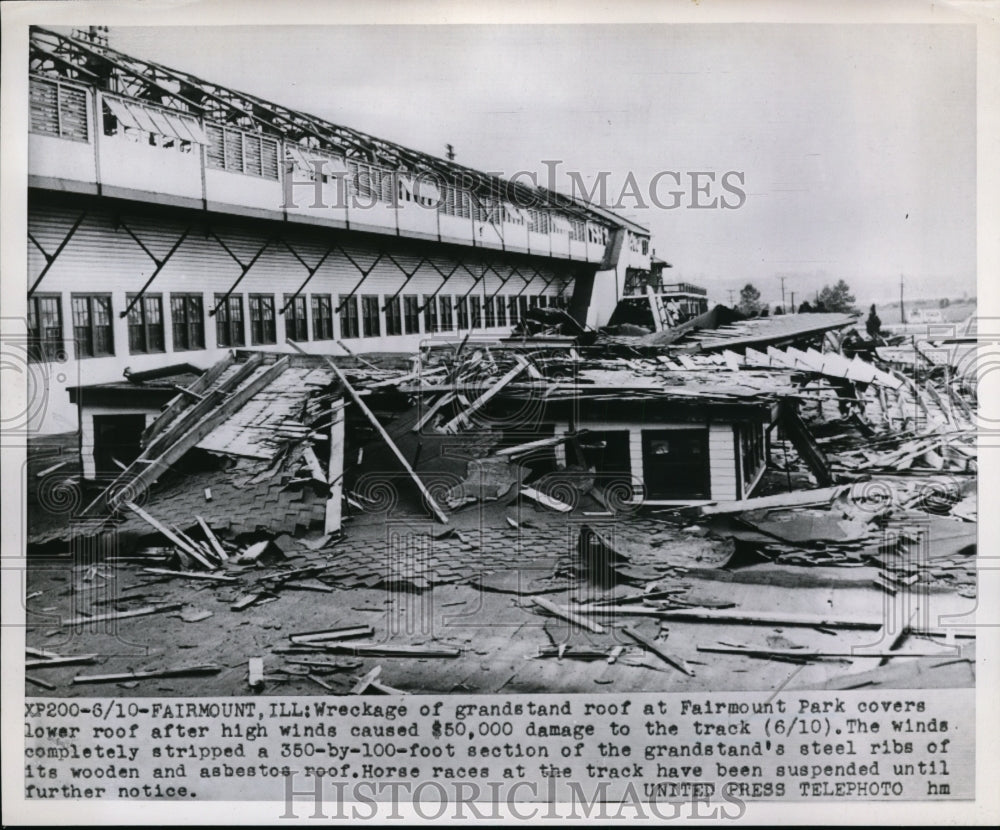 1959 Press Photo Fairmont Illinois wreckage of horse track hit by storm- Historic Images
