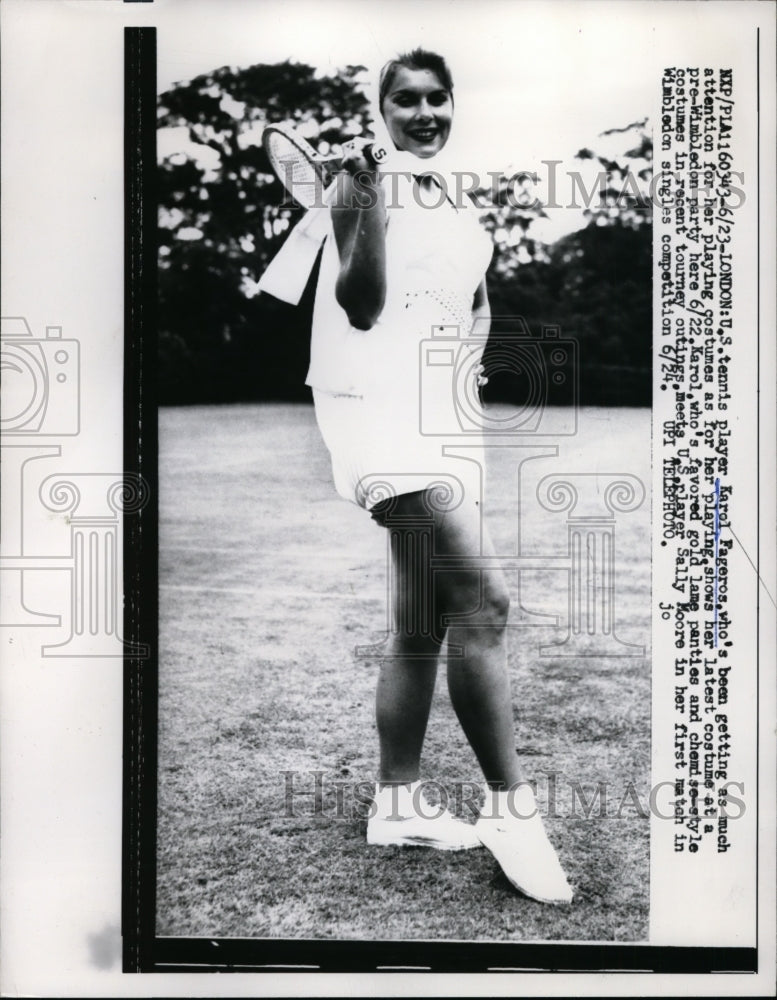 1950 Press Photo US tennis Karol Fageros at match in London England- Historic Images