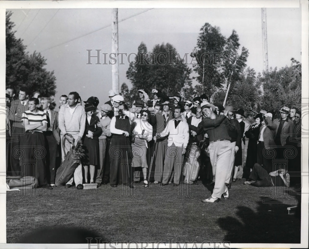 1940 Press Photo Ed Oliver in Bing Crosby Pro-Am with Vic Ghezzi in California - Historic Images