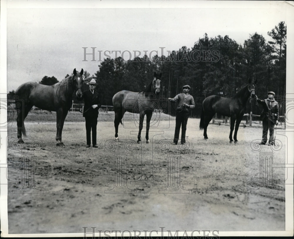 1937 Press Photo Carioca, Herald &amp; Sister Chips at race training Pinehurst NC - Historic Images