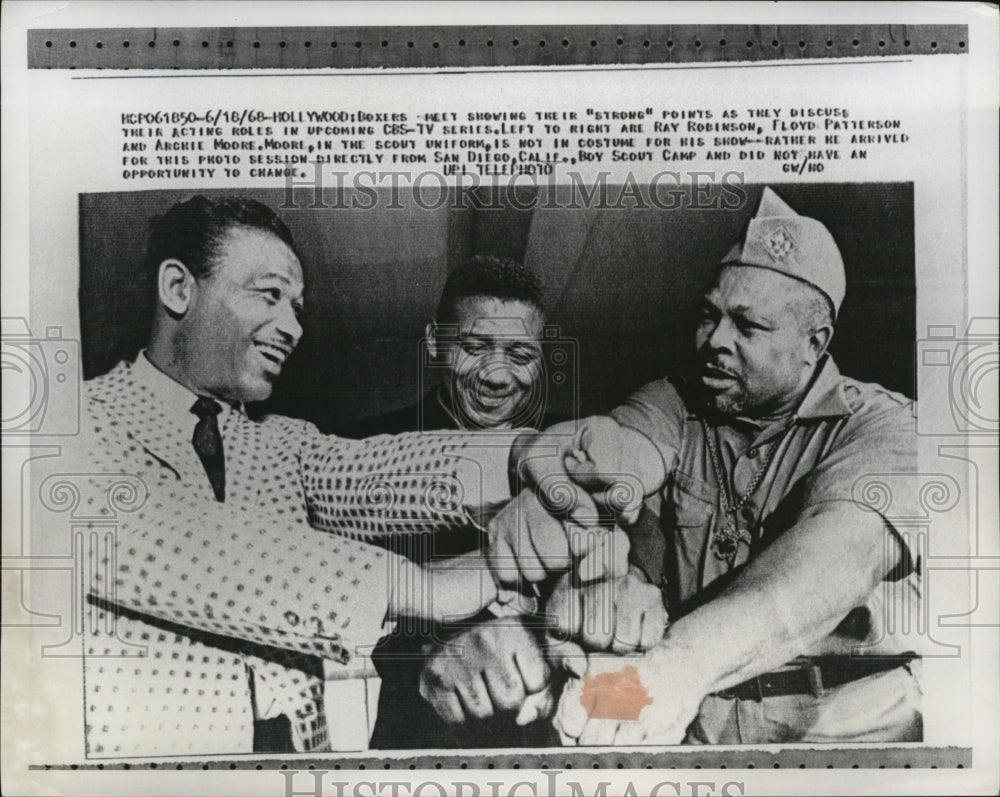 1968 Press Photo Sugar Ray Robonson, Floyd Patterson. Archie Moore in CA- Historic Images