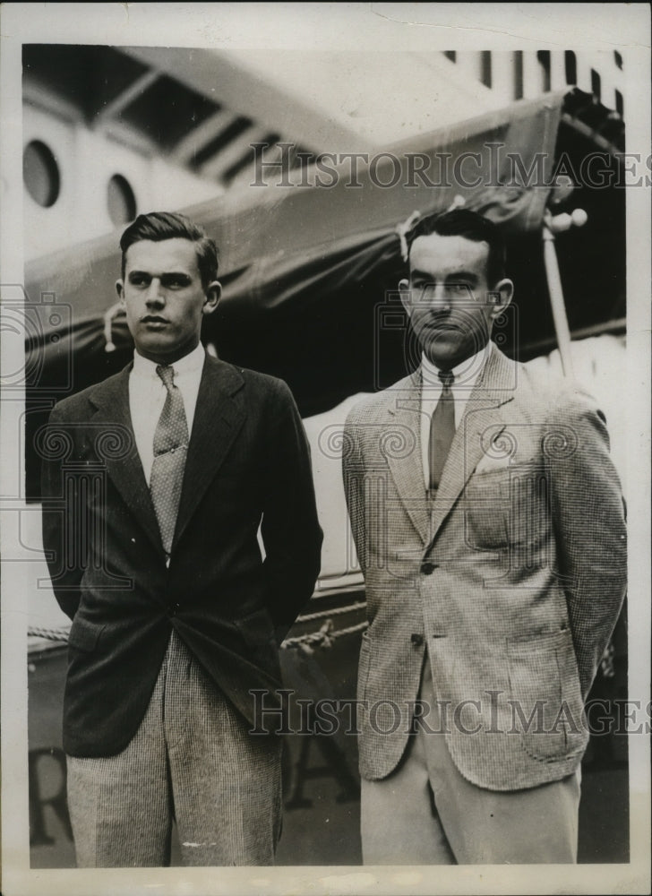 1934 Press Photo Tennis players Frank Parker, George W. Fraker in Bermuda- Historic Images