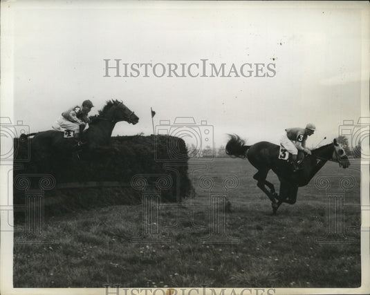 1943 Press Photo Hollo wins the third steeplechase race of the day, Belmont Park - Historic Images