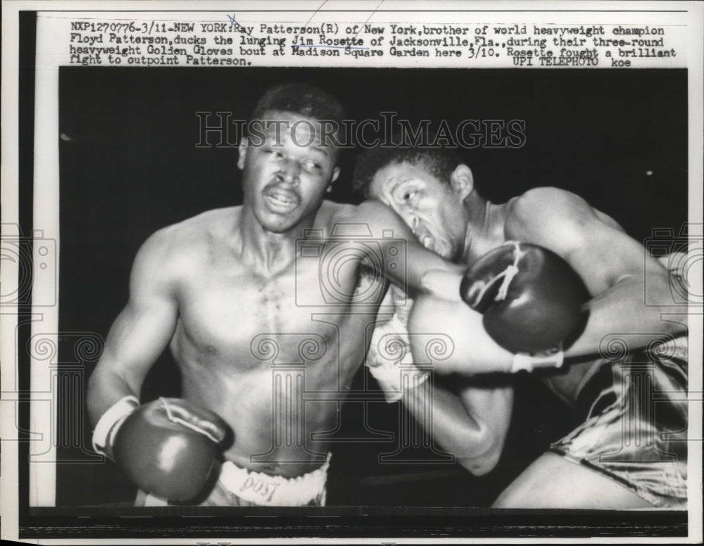 1961 Press Photo Ray Patterson ducks a punch from Jim Rosette in Golden Gloves- Historic Images