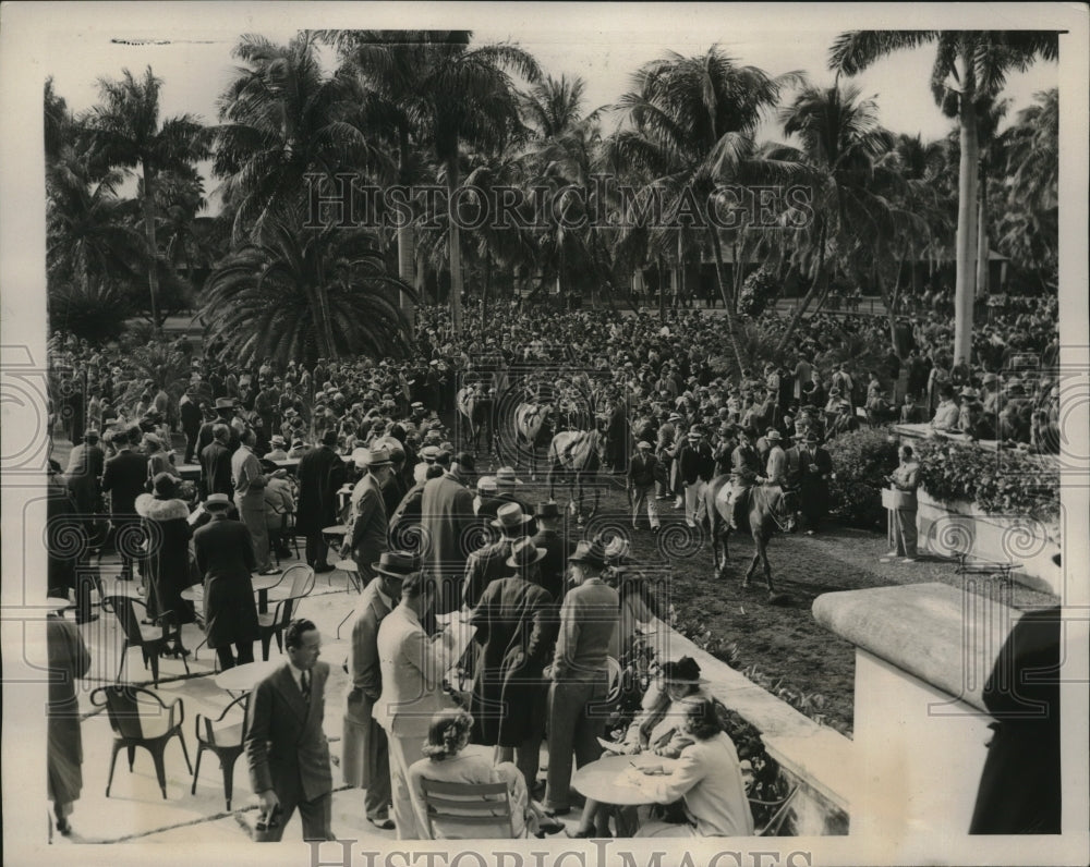 1940 Press Photo Horses head to post for third race at Hialeah Park in Miami, FL- Historic Images