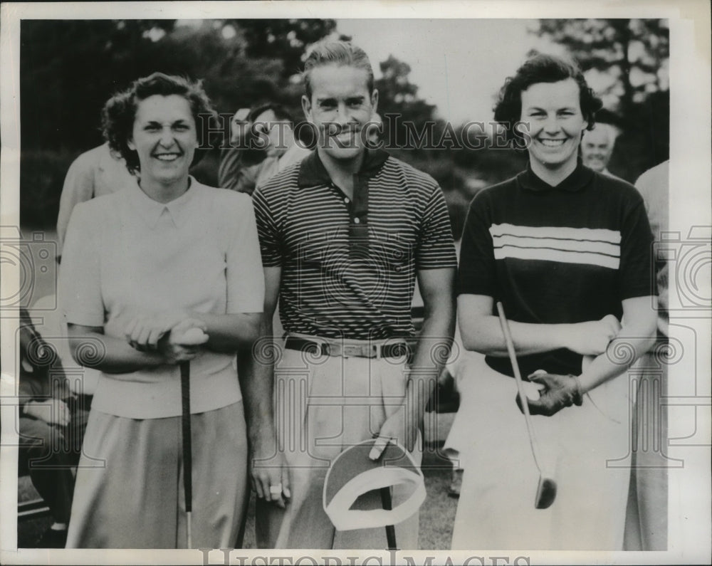 1949 Press Photo Golfers Grace Lenczyk, Frank Stranahan, Peggy Kirk - nes51764 - Historic Images