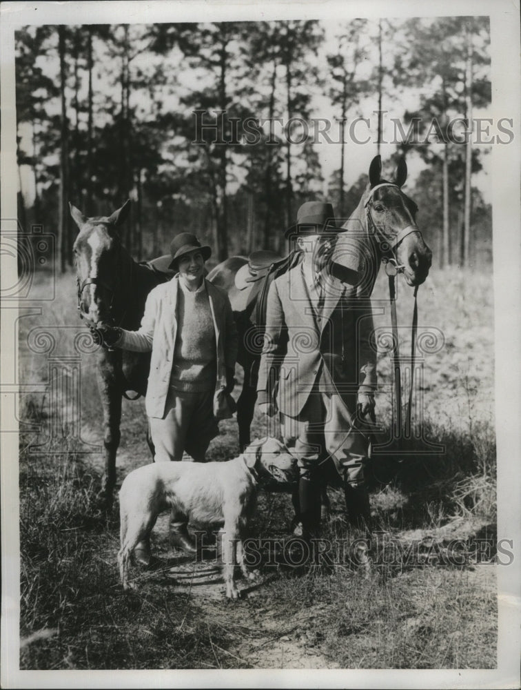 1933 Press Photo golf champ Glenna Collett Vare &amp; husband in Pointer Club trials - Historic Images