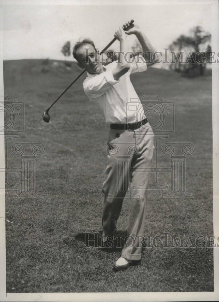 1934 Press Photo Sidney Noyes in qualifying round of Metropolitan Championship - Historic Images