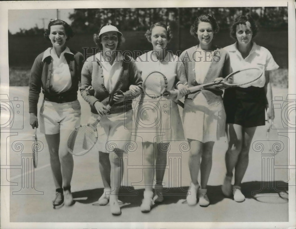 1937 Press Photo North &amp; South tennis in NC Elizabeth Sutherland, Esther Edwards- Historic Images