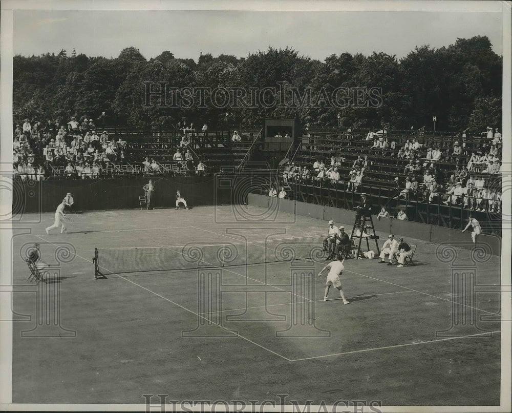 1938 Press Photo Adrian Quist vs George Von Metaxa at Davis Cup tennis- Historic Images