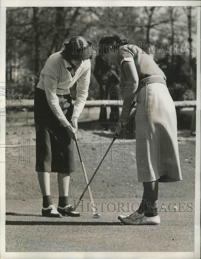 1938 Press Photo Alice Rutherford, Marian McDougall 4 ball golf at Aiken SC- Historic Images