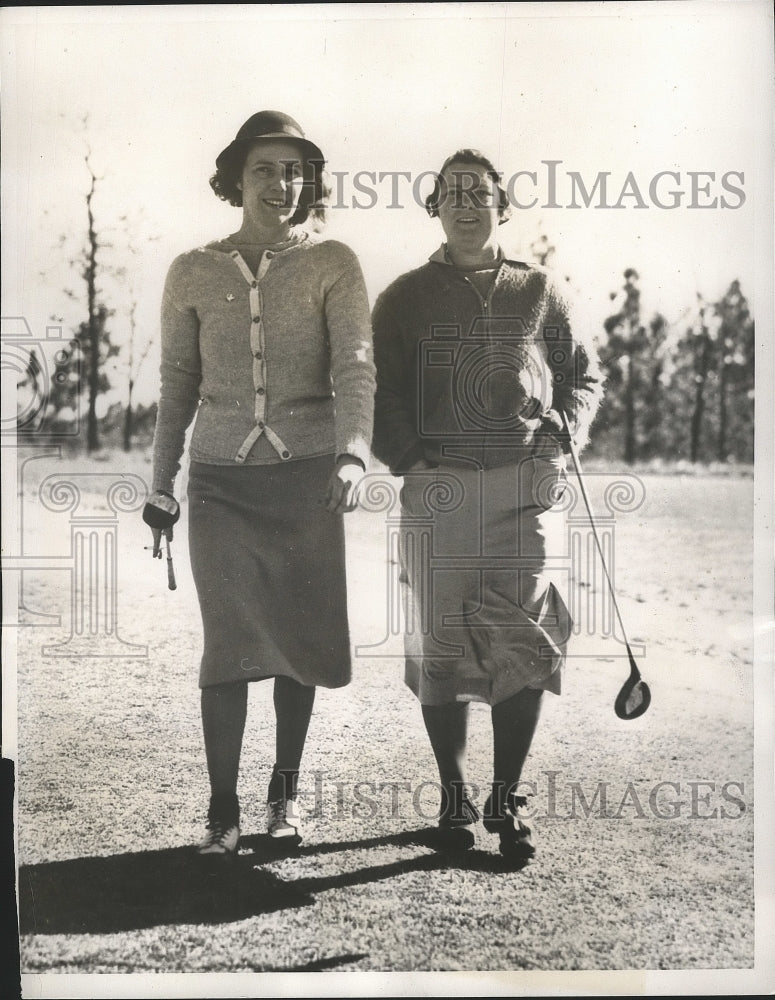 1938 Press Photo Estelle Lawson Page &amp; Helen Waring in St. Valentine Tourney - Historic Images