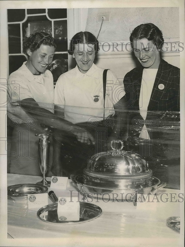 1938 Press Photo Women&#39;s Western golf Marion Miley, Opal Hill, Beatrice Barrett- Historic Images