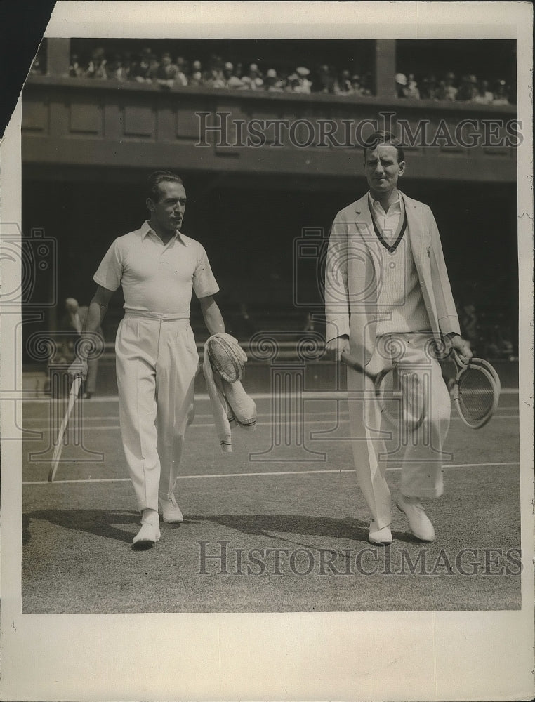 1929 Press Photo Henri Cochet & Hennessy for English lawn tennis - nes53690 - Historic Images