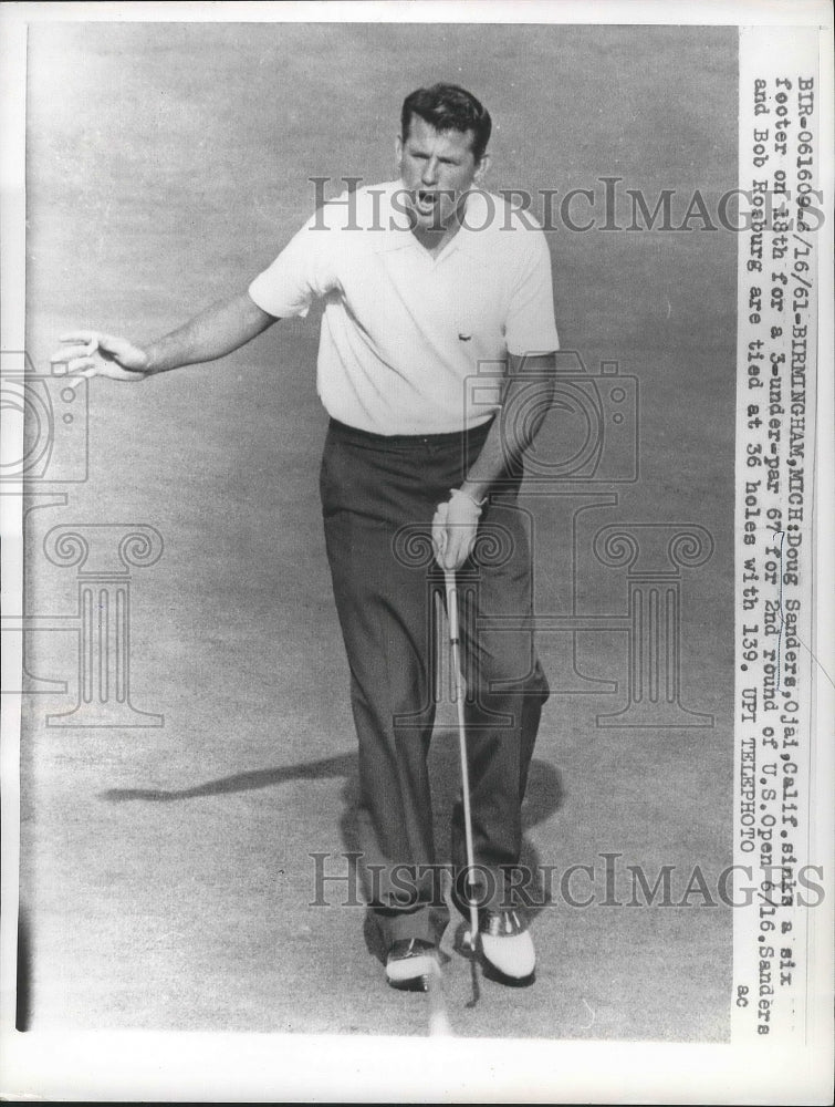 1961 Press Photo Doug Sanders in 2nd round of US Open at Birmingham Michigan - Historic Images