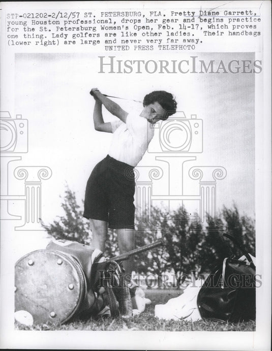 1957 Press Photo Diane Garrett at St Petersburg Women's Open in Florida - Historic Images