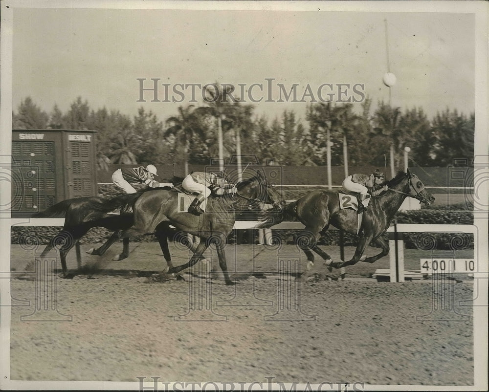 1940 Press Photo Hiallea Fla race Smith on Count Morse vs Mar Le, Durango Riding- Historic Images