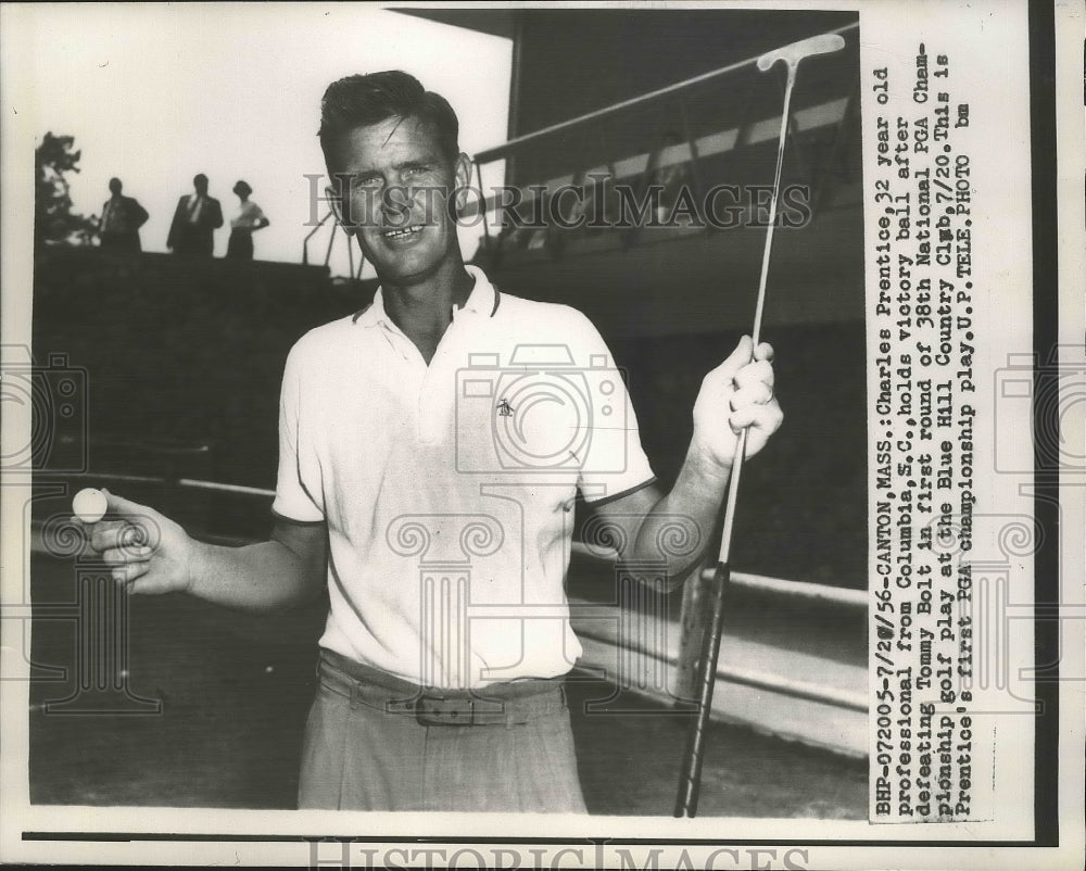 1956 Press Photo Charles Prentice at 38th National PGA Championship Canton MA - Historic Images