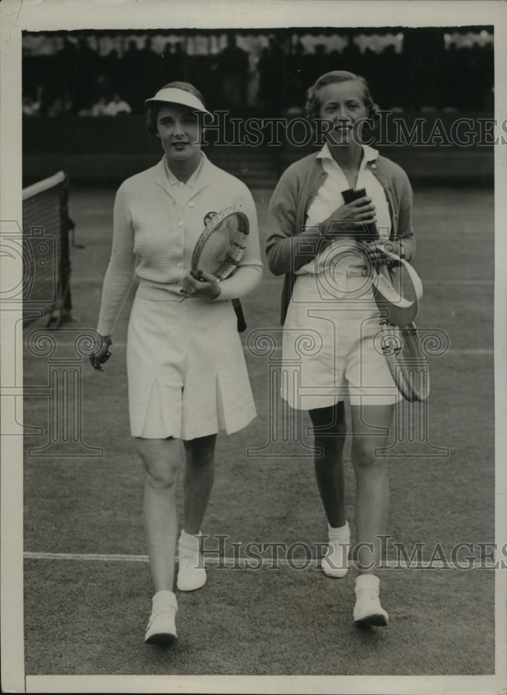 1936 Press Photo Kay Stammers & Mrs John Van Ryn at Women's Nat'l Singles Champ. - Historic Images