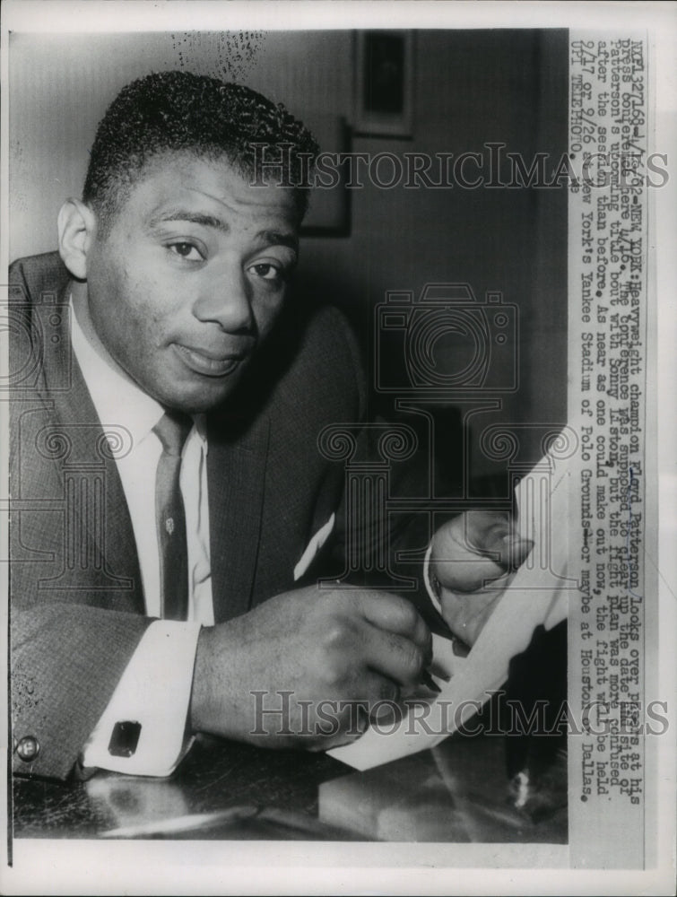 1962 Press Photo Champ Floyd Patterson Preps for Match vs Sonny Liston in NY - Historic Images
