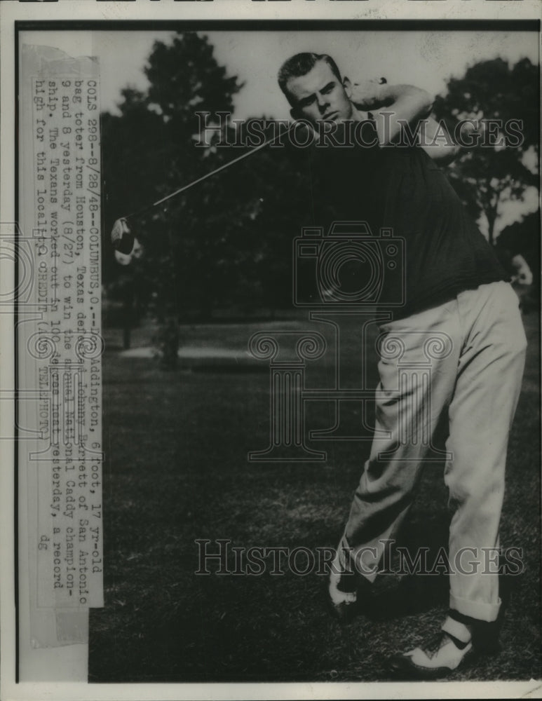 1948 Press Photo Don Addington Defeated Johnny Barrett 9 and 8 in Caddy Champ - Historic Images