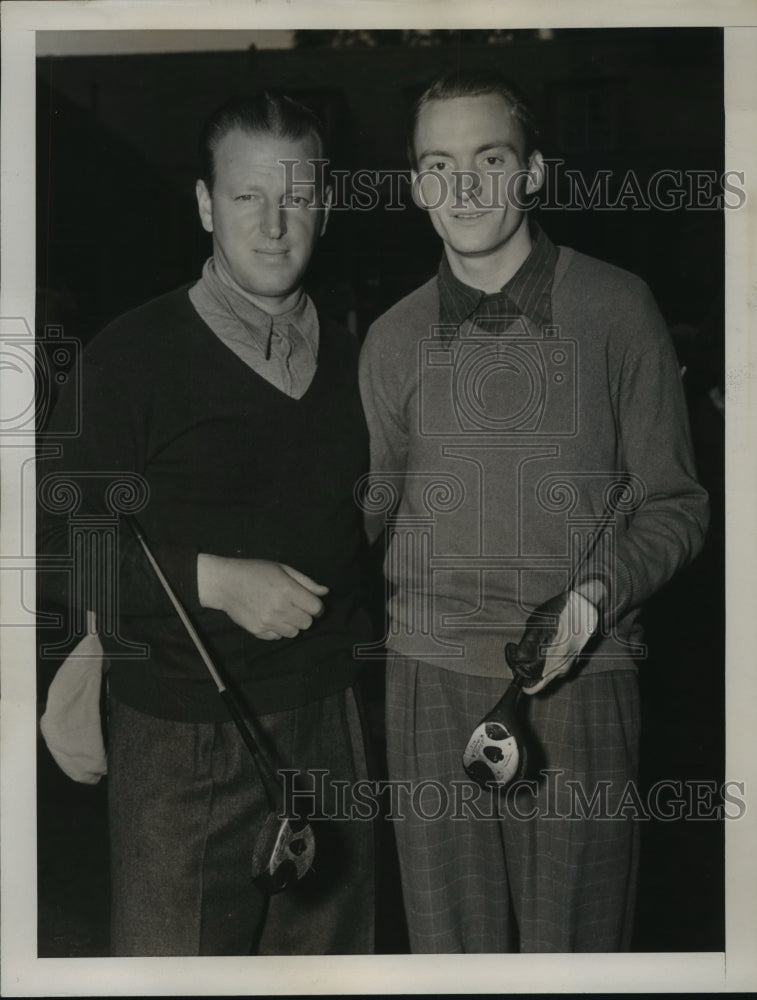 1939 Press Photo Craig Wood &amp; Powell Crichton After Battling Rain at Bayside - Historic Images