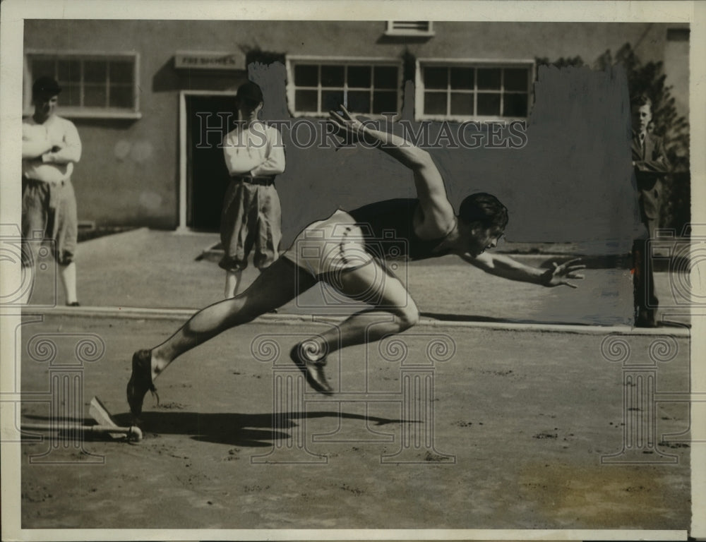 1930 Press Photo Charles Anderson USC sprinter in action at practice session - Historic Images