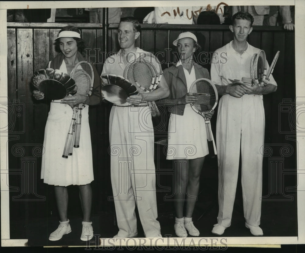 1937 Press Photo Helen Moody &amp; Von Cramm Defeat Marjorie Ryn &amp; Donald Budge - Historic Images