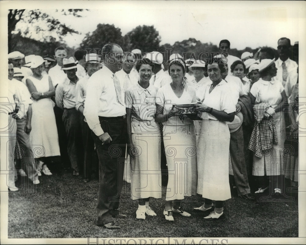 1934 Press Photo FC Lynch with Lucille Robonson, Mrs OS Hill, Mrs Jack Scott- Historic Images