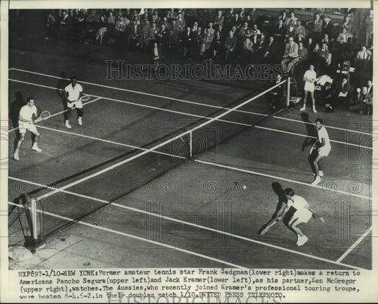 Frank Sedgman makes return to Pancho Segura and Jack Kramer-Historic Images
