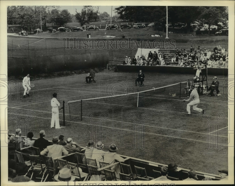 1934 Press Photo Frank X Shields in Davis Cup Match against Laird Watts - Historic Images